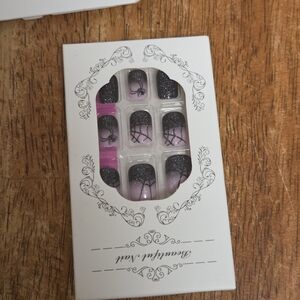 Glitter Black and Pink Nail Set